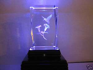 Laser Crystal with Light Display Stand, Flower and Bird  