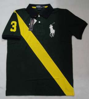 New Ralph Lauren Mens Big Pony Polo Shirt Sash Strip NO.3 Green 