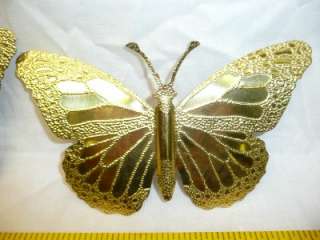 SET OF 3 HOME INTERIORS BRASS BUTTERFLY WALL DECOR retro butterflies 