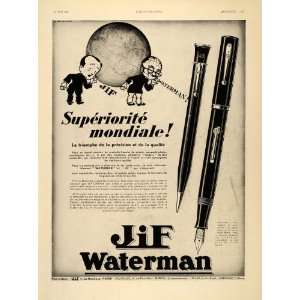  1931 French Ad Jif Waterman Fountain Pen Pencil Vintage 