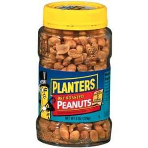 Planters Dry Roasted Peanuts 8 oz (Pack of 12)  Grocery 