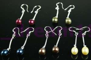 WHOLESALE 5 pair mix color PEARL 925 SILVER hook EARRING  