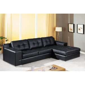  Jade Modern Black Leather Sectional Sofa: Home & Kitchen