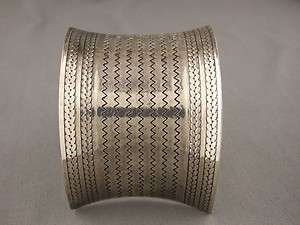 Antiqued Silver tone metal bangle cuff 2.25 extra wide bracelet 