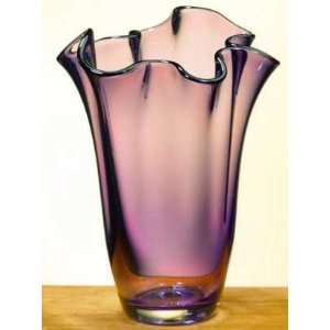 Mouthblown Purple Blue Indigo Handkerchief Vase 