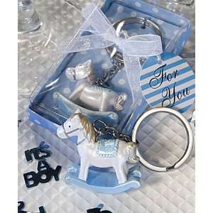 Baby Shower Favors : Blue Rocking Horse Keychain Favors (1 