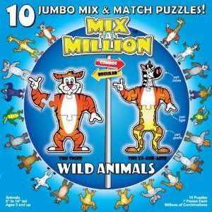  Wild Animals Mix A Million 10 Jumbo Mix and Match Puzzles 