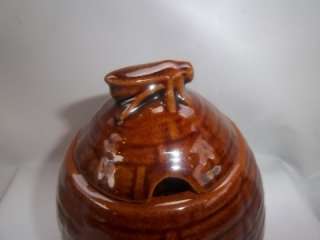 FRANKOMA Brown Glaze Honey Pot Jar Beehive with Lid  