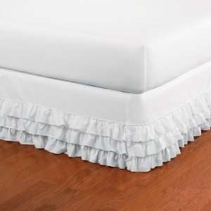  Ivory Tailored Triple Ruffle Bedskirt   Queen