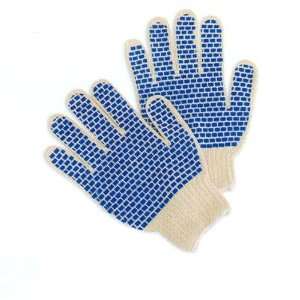 1427L DZ Cotton & Polyester String Knitted Gloves, with Blue PVC Block 