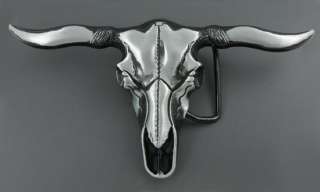 Western Cowboy Texas Longhorn Bull OX Cow Buffalo Bovine Buckle 