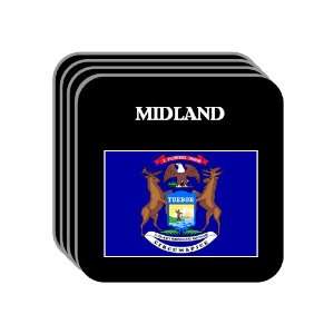 US State Flag   MIDLAND, Michigan (MI) Set of 4 Mini Mousepad Coasters