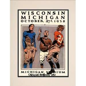  1928 Michigan vs. Wisconsin 10.5x14 Matted Historic Football 