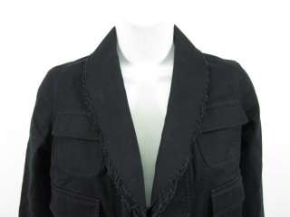 MIN.IMAL Black Cotton Raw Edge Blazer Jacket Size Sm  