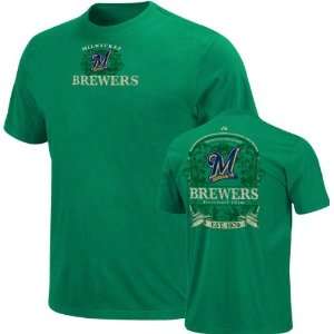  Milwaukee Brewers Majestic Kelly Green Luck Label T Shirt 