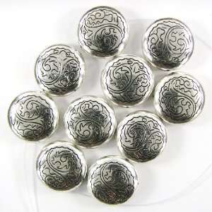    10 24mm silver plated CCB spacer coin beads