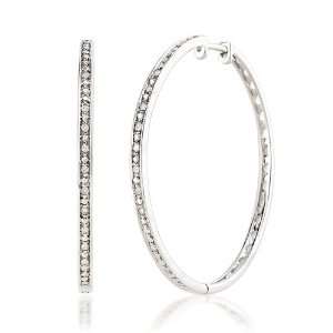  Round Diamond (SI Clarity, H IColor) Hoop Earrings In 14k White Gold
