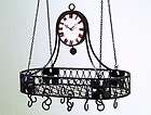 Old World Tuscan Iron Oval Pot Rack with Clock