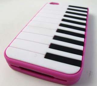 PINK PIANO MUSIC KEY SOFT RUBBER GEL SKIN CASE COVER APPLE IPHONE 4 4s 