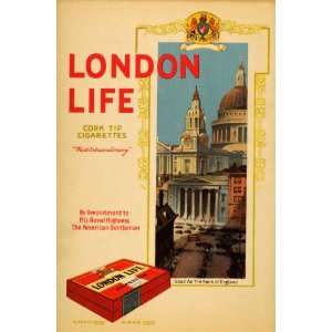 1914 Ad London Life Cigarettes Bank England Tobacco   Original Print 