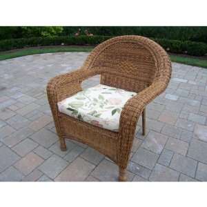   Wicker Indoor / Outdoor Arm Chair with Cushion: Furniture & Decor