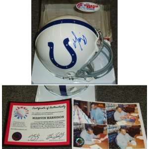  Marvin Harrison Signed Colts Riddell Mini Helmet: Sports 