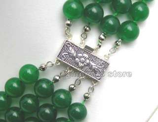 Strands 10mm green jade necklace & S925 Clasp jad1007  