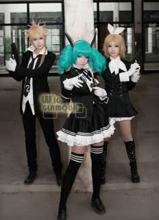 Vocaloid 2 Miku Secret Police Cosplay Short Green Hair Wig + 2 