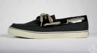 SPERRY Top Sider Bahama Grey Wool / Patent Womens Boat Shoes New 