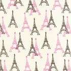 Retro ~ Paris ~ Vive La France ~ Eiffel Tower ~ Pink ~ Fabric ~ 1/2 