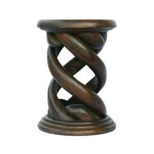   Hand Carved Corkscrew End Table in Mahogany   frt1095