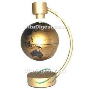   Levitating Globes Gold/Brown with Gold Base Magnetically Levitating