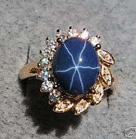 LINDE LINDY CORNFLOWER BLUE STAR SAPPHIRE CREATED RING  
