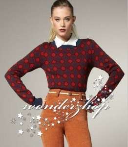   + Olivia Fall Retro Modern Lina Circle Pattern Crew Neck Sweater Top
