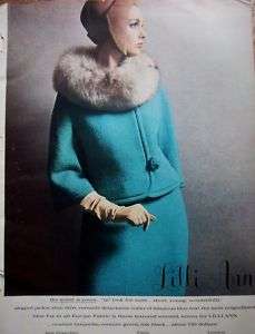 1962 LILLI ANN Womens Turquoise Suit fur Collar Ad  