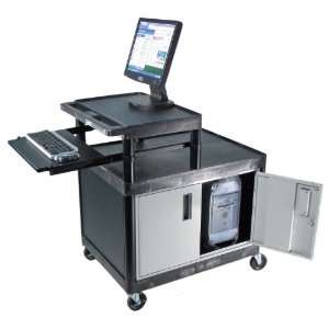  LUXOR Mobile Workstation with Cabinet, Small Upper Shelf 