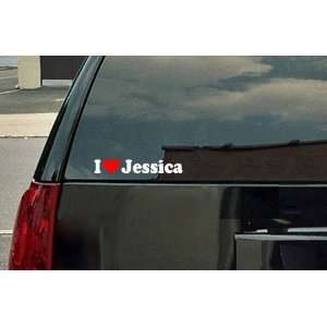  I Love Jessica Vinyl Decal   White with a red heart 