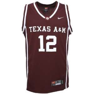  Nike Texas A&M Aggies #12 Maroon Replica Basketball Jersey 