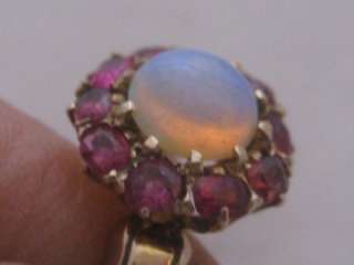 ANTIQUE VICTORIAN 15ct GOLD RUBY & OPAL RING SIZE N FREE P&P UK  