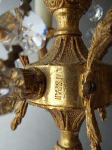   GOLD DORE BRASS FRENCH CHIC X PETITE CRYSTAL CHANDELIER LAMP LIGHT VTG