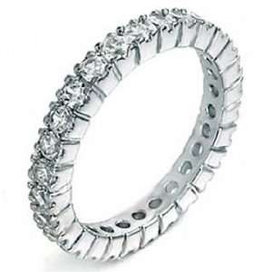   Julies Sterling Silver Thin Cubic Zirconia Eternity Ring   9: Jewelry