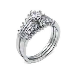   Juliets Sterling Silver Replica Diamond Wedding Ring Set   7: Jewelry