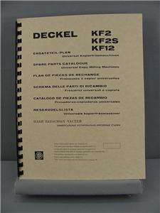 Deckel KF2   KF2S   KF12 Milling Machine Parts Manual  