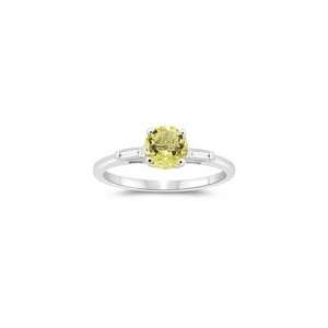 12 Cts Diamond & 0.85 Cts Lemon Citrine Three Stone Engagement Ring 