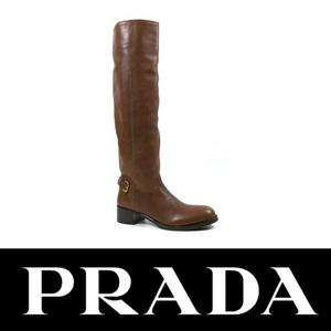 Prada women knee high boots in brown leather Size US 6   IT 36  