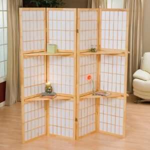  Kaven Tylan Shoji Room Divider with Shelves Natural 