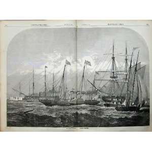  1858 British Squadron War Ships Cherbourg France Art