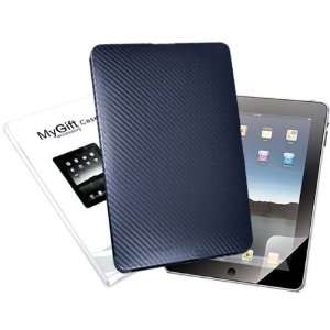  MyGift Navy Blue Carbon Leather Texture Snap On Cover Case 