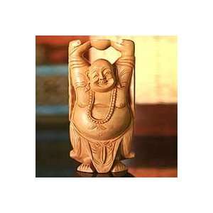  Wood statuette, Laughing Buddha