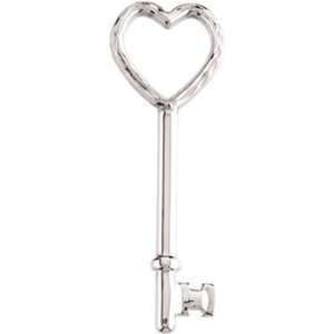  Sterling Silver Heart Key Diamond Cut Pendant Jewelry